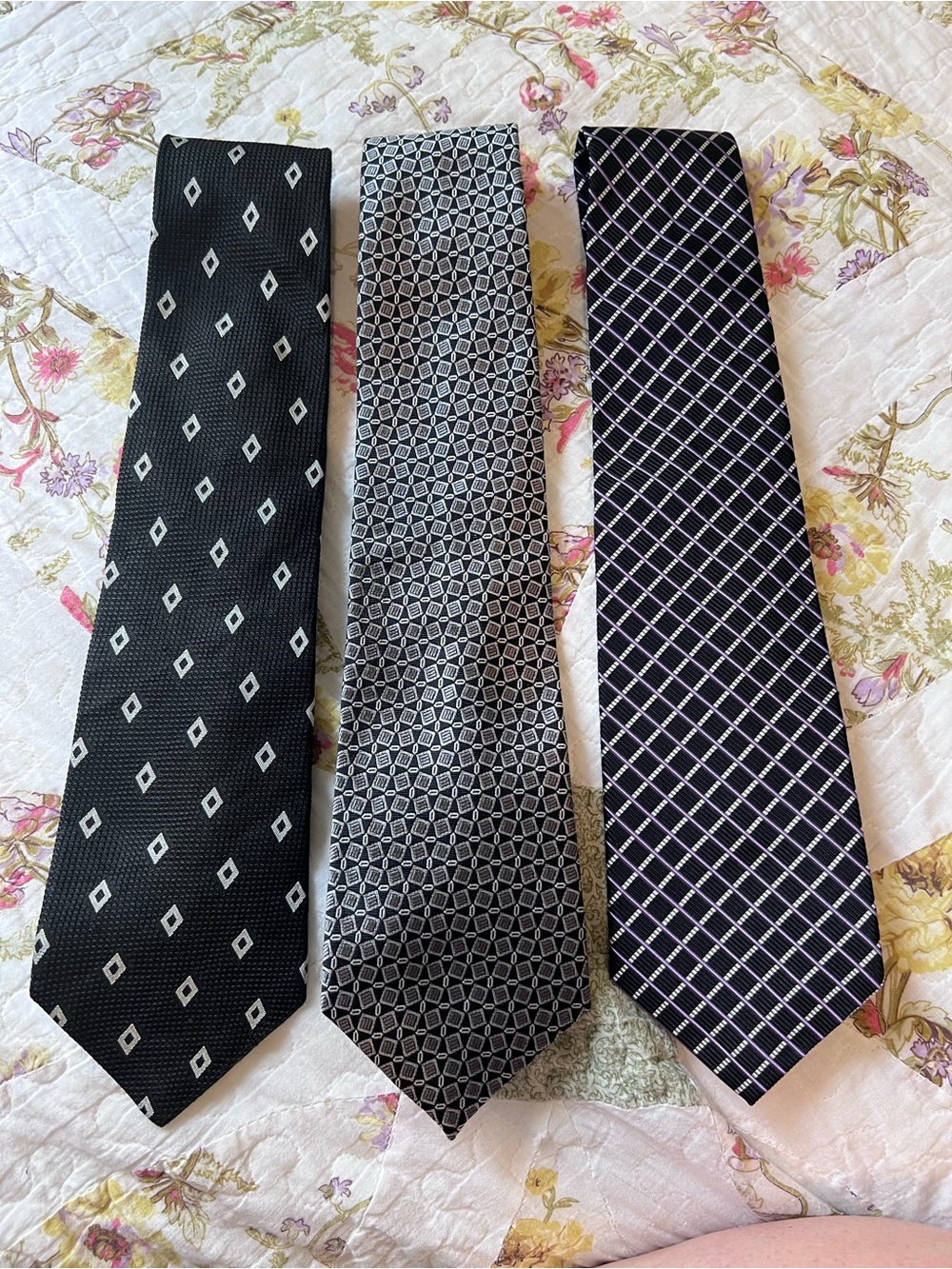 Lauren Ralph Lauren RLL Silk Tie Bundle Geometric Plaid Striped 3pc Lot